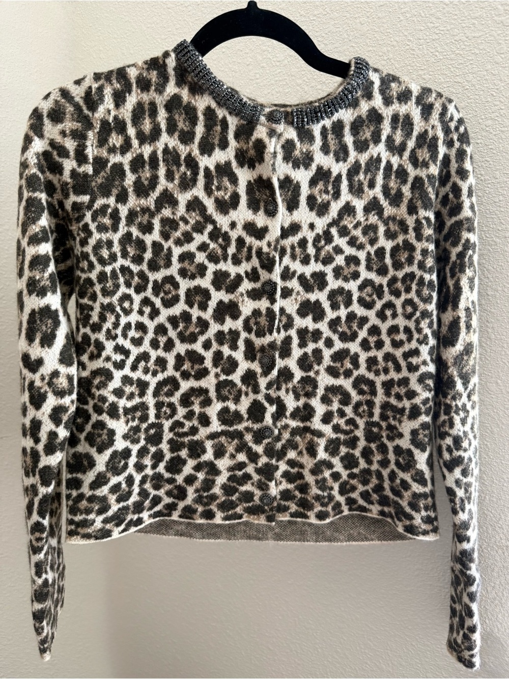 Zara Leopard print cardigan with rhinestones